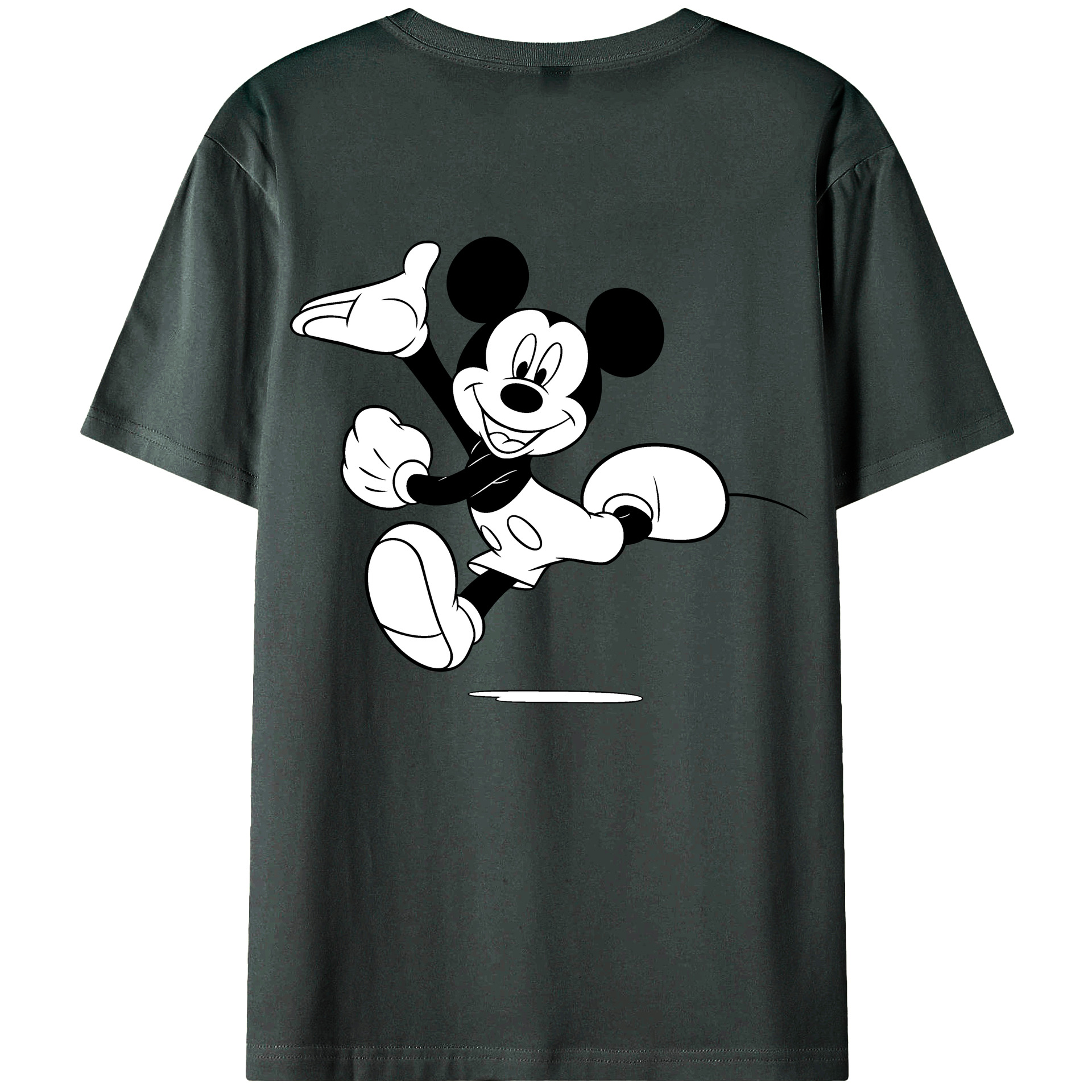 ミッキーマウス Mickey Mouse 綿100％ メンズ半袖Tシャツ（バックプリント） 通気性